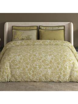 SPACES - Meraki Dark Yellow Cotton Floral Premium Large Bedsheet with Pillow Covers
