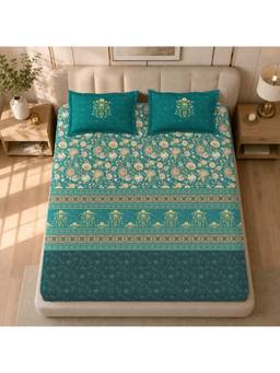 Sparsh - Digital Dream Multi-Color Double Bedsheet with Pillow Covers