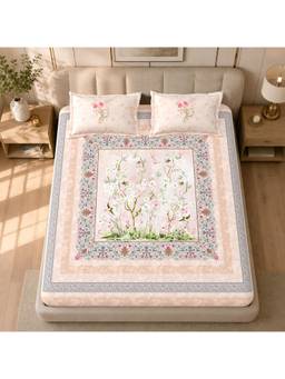 Sparsh - Digital Dream Multi-Color Double Bedsheet with Pillow Covers