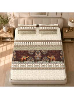 Sparsh - Digital Dream Multi-Color Double Bedsheet with Pillow Covers