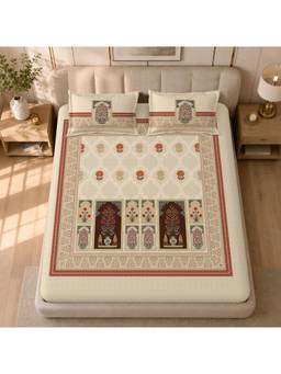 Sparsh - Digital Dream Multi-Color Double Bedsheet with Pillow Covers