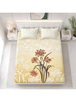 Sparsh - Dove Multi-Color Double Bedsheet with Pillow Covers