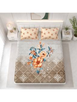 Sparsh - Dove Multi-Color Double Bedsheet with Pillow Covers