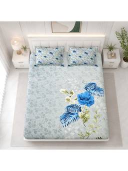 Sparsh - Dove Multi-Color Double Bedsheet with Pillow Covers