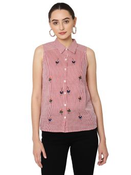 SAVI - Striped Cotton Shirt Style Top