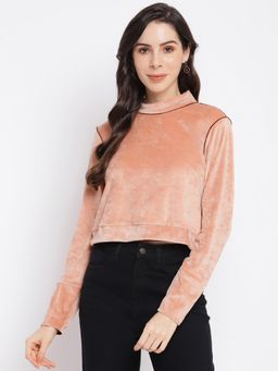 Latin Quarters - Womens Beige Full Sleeve Solid Knit Top