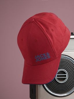 Jack & Jones - Red Contrast Logo Print Baseball Cap