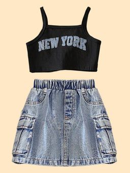 Hopscotch - Black City Cool Crop Top and Cargo Skirt