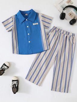 Hopscotch - Blue Stripe Print Shirt and Pant