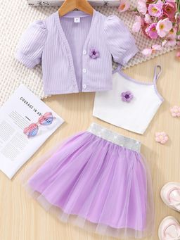 Hopscotch - Lavender Floral Applique Camisole with Top and Skirt