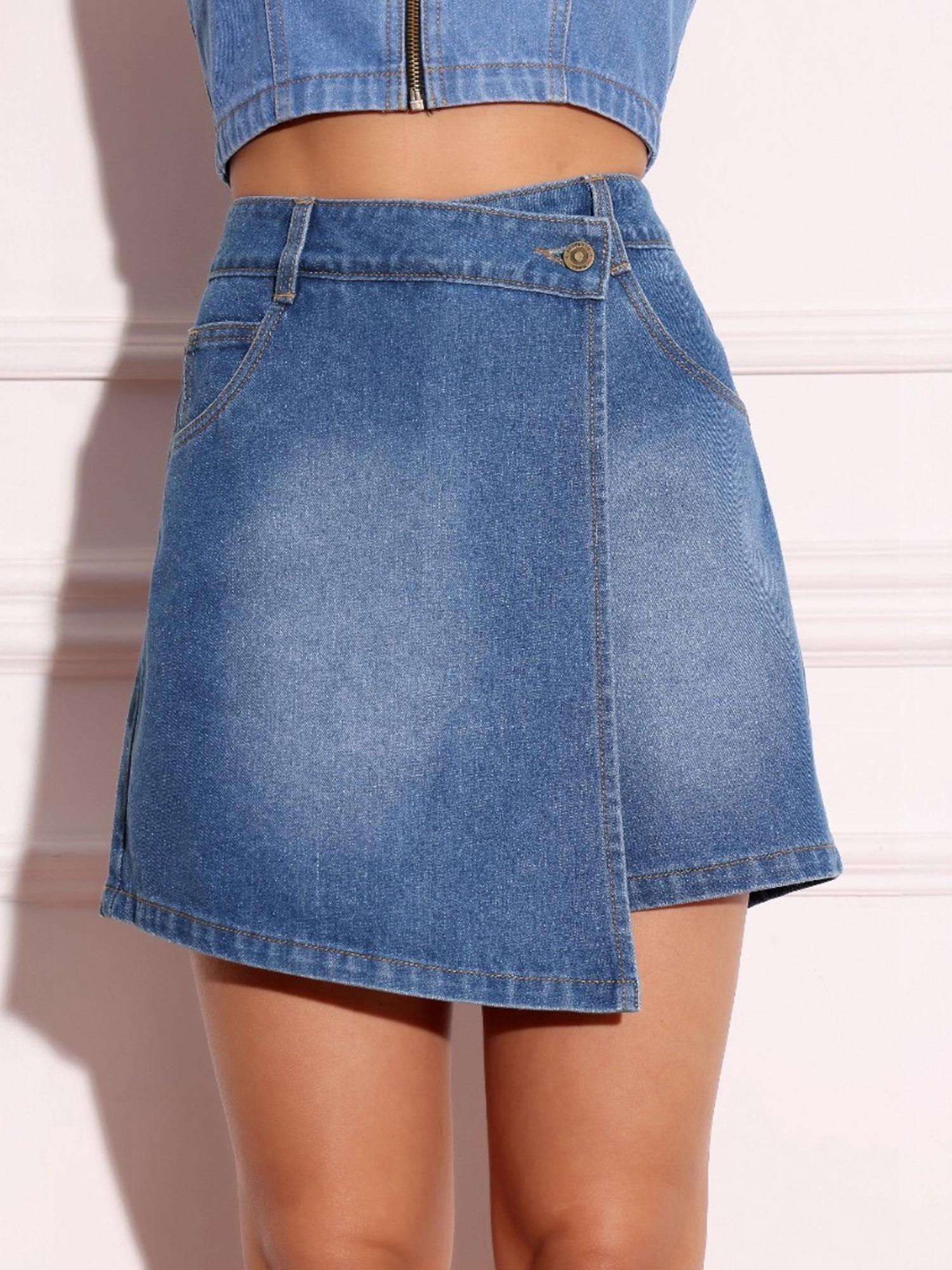 miss chase Womens Mid Blue Regular High Rise Clean Look Regular Skort-picture-16