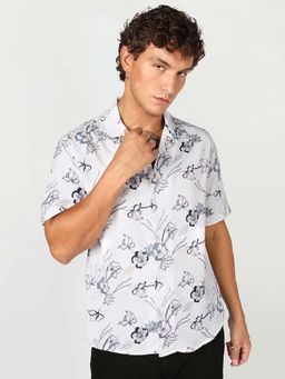Bewakoof - Men White All Over Floral Printed Oversized Shirt