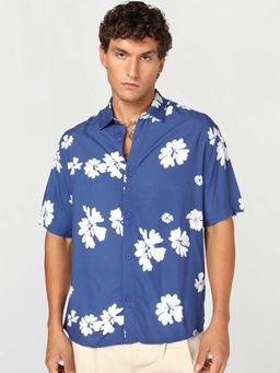 Bewakoof - Men Blue All Over Floral Printed Oversized Shirt