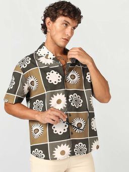 Bewakoof - Men Multi-Color and Brown All Over Printed Oversized Shirt