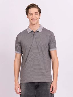 Espanshe - Neliis-2 - Printed Chevron Polo T-Shirt Grey