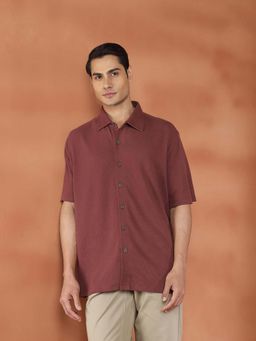 Fabindia - Maroon Cotton Cabana Bush Shirt