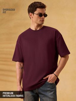 The Souled Store - Premium Essentials: Burgundy Men Oversized T-shirts