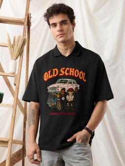 The Souled Store - Oversized Polo: Old School Men Oversized Polo T-shirt