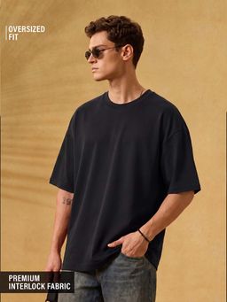 The Souled Store - Premium Essentials: Sable Black Men Oversized T-shirts