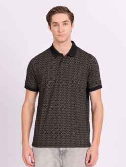 Espanshe - Xokeia - Regular Printed Polo T-Shirt - Black