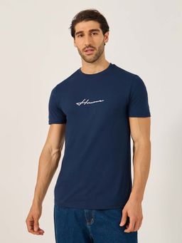 Styli Elevate - Men Regular Fit Solid Crew Neck Half Sleeves T-Shirt