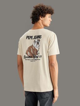 Pepe Jeans - Beige Graphic Printed Men Short Sleeves T-Shirt