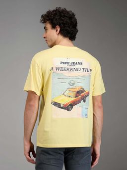 Pepe Jeans - Yellow Graphic Printed Men Short Sleeves T-Shirt