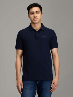 Pepe Jeans - Navy Blue Solid Men Short Sleeves Polo T-Shirt