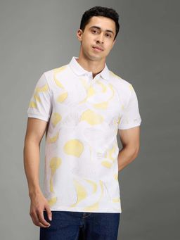 Pepe Jeans - White Abstract Printed Men Short Sleeves Polo T-Shirt