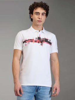 Pepe Jeans - White Abstract Printed Men Short Sleeves Polo T-Shirt