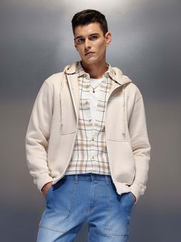 WROGN - Men Casual Hodded Jackte With Print Design - Beige