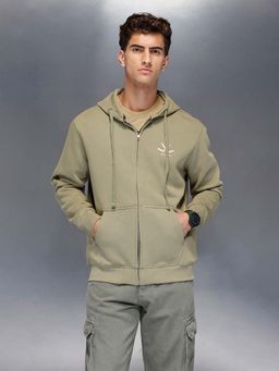 WROGN - Soft Fleece Hooded jacket With Tonal Logo And Stitch Detail - Light Green
