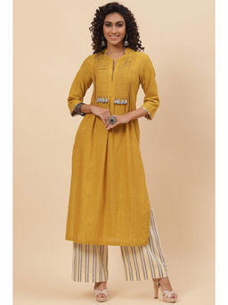 Biba - Mustard And Cream Relaxed Fusion Wear (set Of 2)