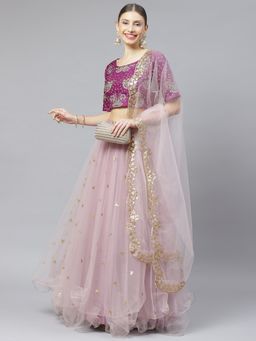 Readiprint - Net Lavender Lehenga, Choli with Dupatta