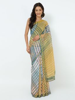 Fabindia - Multi Cotton Silk Printed Sari with Unstitched Blouse