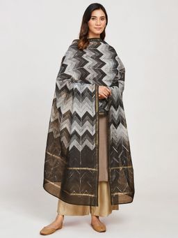 Fabindia - Black Cotton Silk Printed Dupatta
