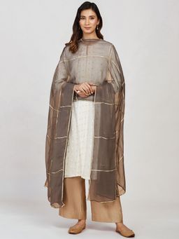 Fabindia - Grey Viscose Embroidered Dupatta
