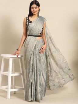 Akhilam - Women's Silk Blend Beige Woven Design Designer Saree with Unstitched Blouse