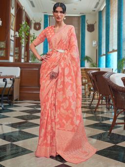 Akhilam - Women's Cotton Linen Multi Woven Design Designer Saree with Unstitched Blouse