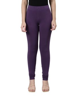 Go Colors - Soft Cotton Stretch Churidar For Women | Breathable, Mid Rise, Full Length, Black Currant