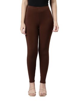 Go Colors - Soft Cotton Stretch Cropped Leggings For Women | Breathable, Mid Rise, Black Dark Brown