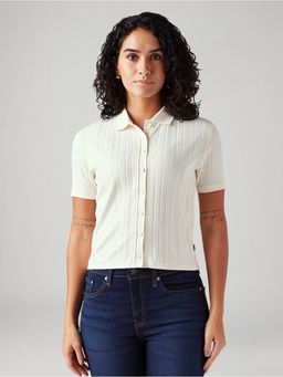 Levi's - Women's Off White Textured Slim Fit Shirt