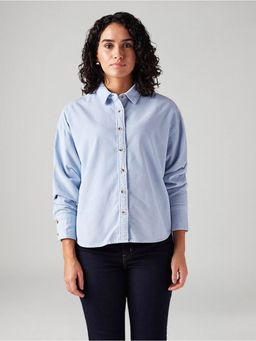 Levi's - Women's Blue Solid Relaxed Fit Shirt