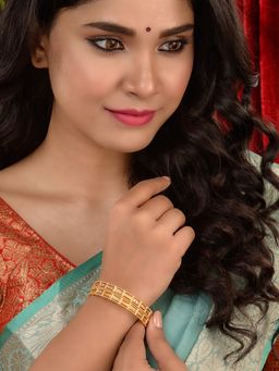 Saraf RS Jewellery - Set of 2 Gold Plated Filgree Handcrafted Bangles