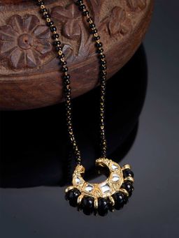 Karatcart - Gold Plated Black Beads Studded Kundan Mangalsutra for Women