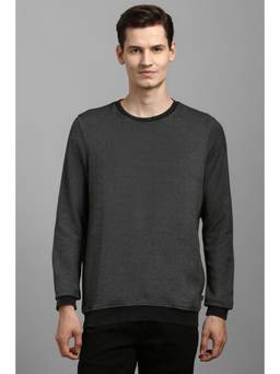 Louis Philippe - Men Casual Grey Textured Sweatshirt