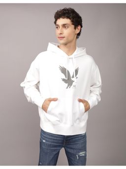 American Eagle - Men White Logo Graphic Hoodie