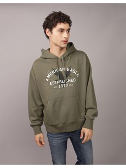 American Eagle - Men Green Logo Graphic Hoodie