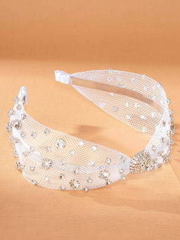 Hair Drama Co. - Hdc X Emily In Paris Crystal Net Knotted Hair Band - White