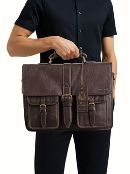 Hidesign - CASTELLO Genuine Leather Men Brown Briefcase with Detachable Strap